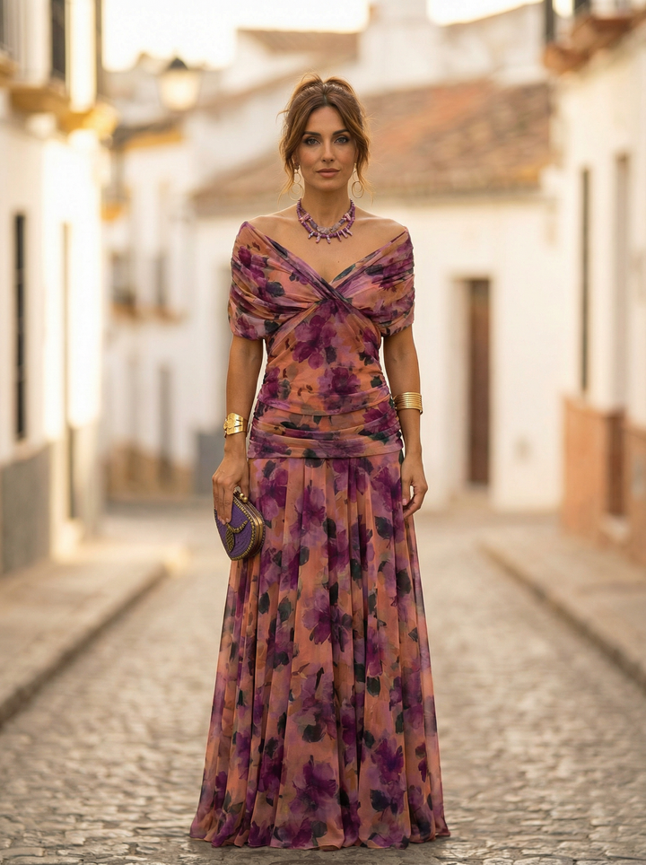 Women's Long Off-Shoulder Evening Dress Elegant Autumn Formal Occasion