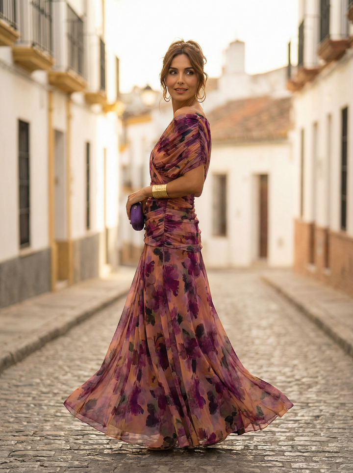 Women's Long Off-Shoulder Evening Dress Elegant Autumn Formal Occasion