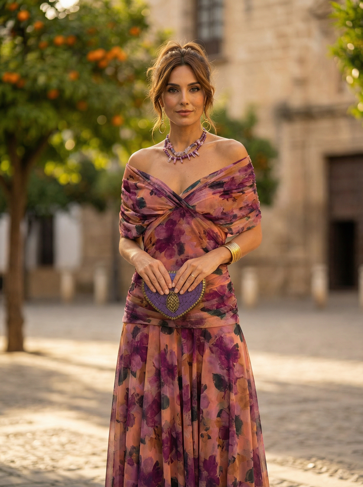 Women's Long Off-Shoulder Evening Dress Elegant Autumn Formal Occasion