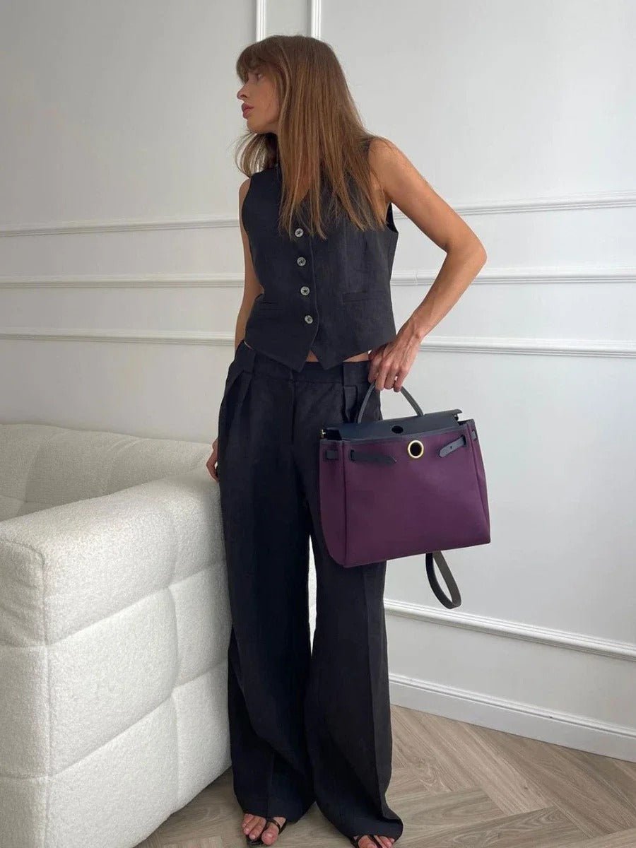 Women's Linen Set - Vest & Fluid Trousers - Summer Elegance