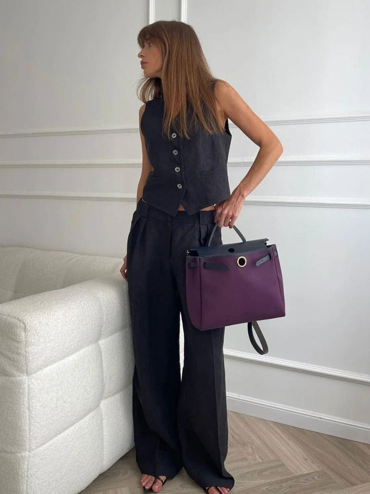 Women's Linen Set - Vest & Fluid Trousers - Summer Elegance