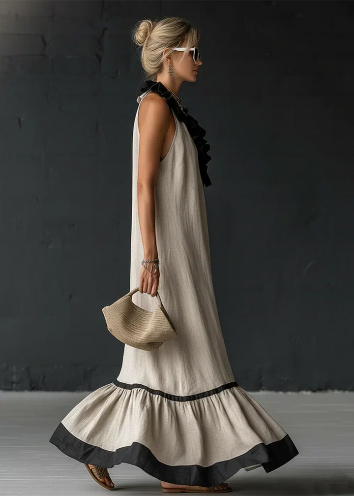 Women's Linen Halter Maxi Dress Autumn Evening Gown