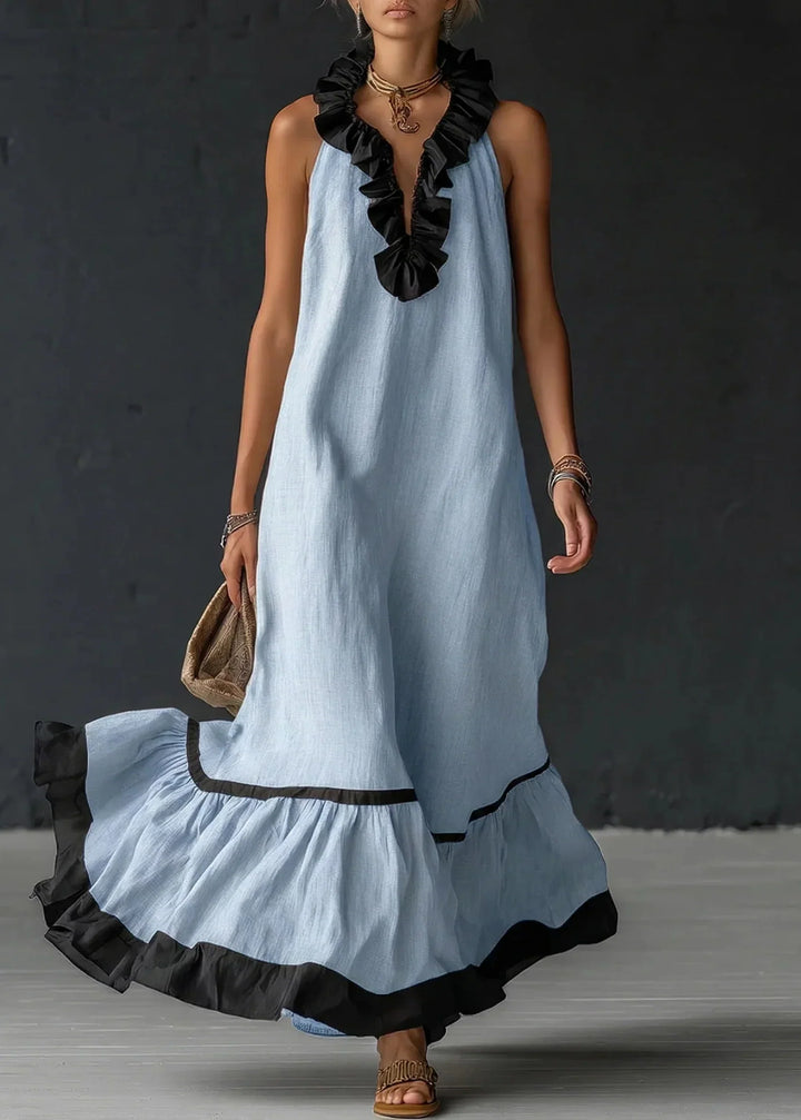 Women's Linen Halter Maxi Dress Autumn Evening Gown