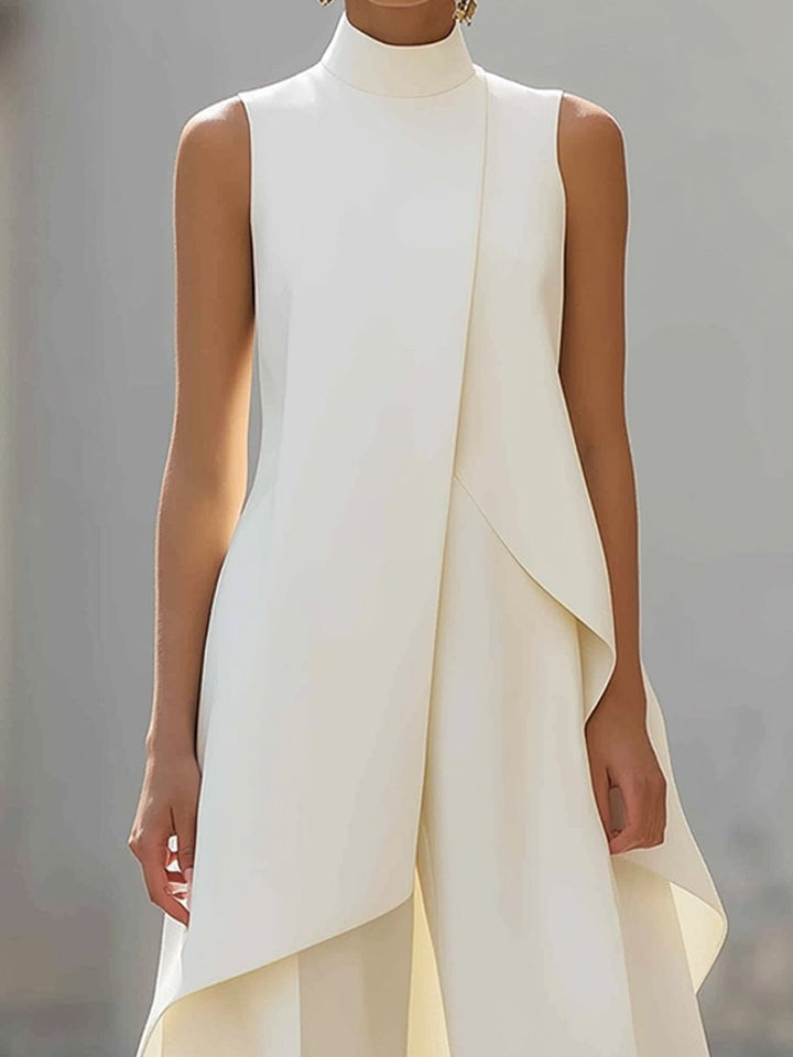 Elegant Asymmetrical High-Neck Women's Set