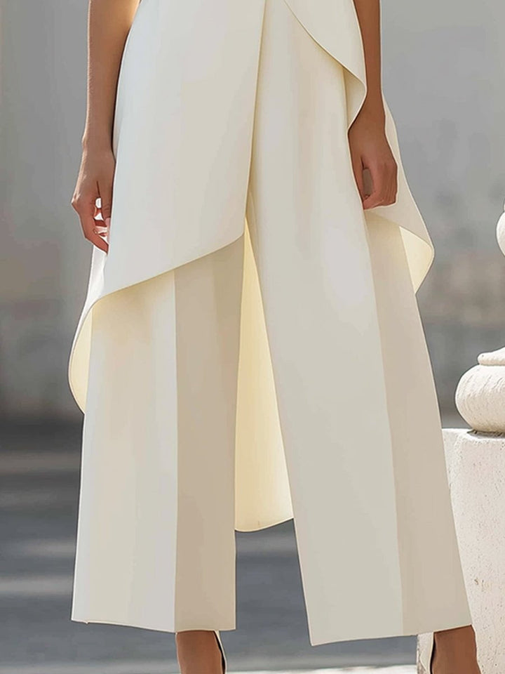 Elegant Asymmetrical High-Neck Women's Set