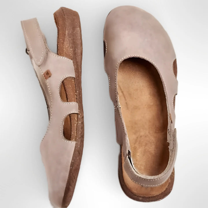 Women's Leather Slingback Flats with Back Strap for Autumn Everyday Wear