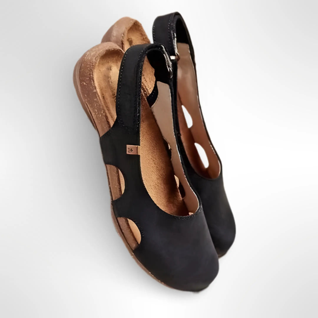 Women's Leather Slingback Flats with Back Strap for Autumn Everyday Wear