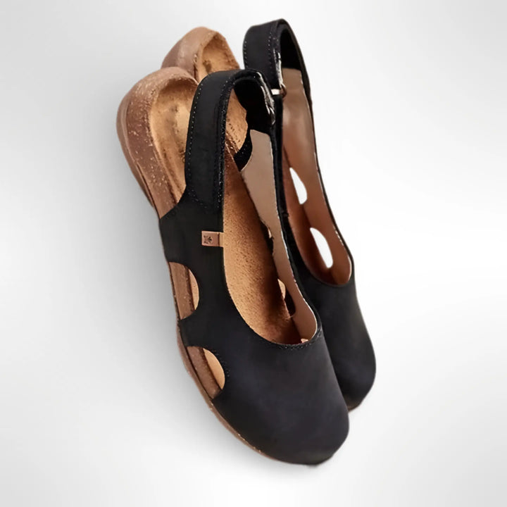 Women's Leather Slingback Flats with Back Strap for Autumn Everyday Wear