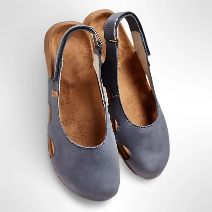 Women's Leather Slingback Flats with Back Strap for Autumn Everyday Wear