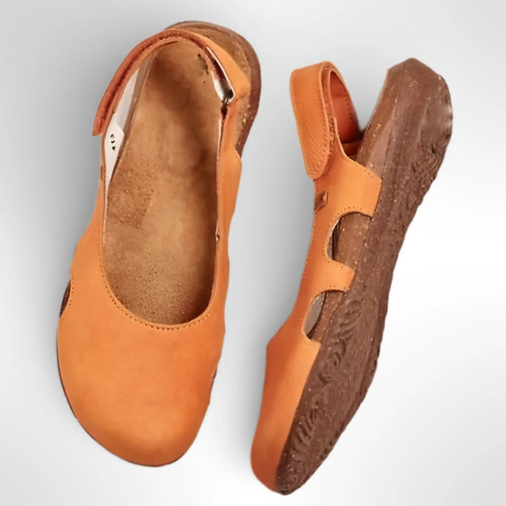 Women's Leather Slingback Flats with Back Strap for Autumn Everyday Wear