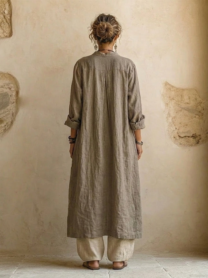 Women's 3-Piece Cotton Linen Cardigan Pants Set Autumn