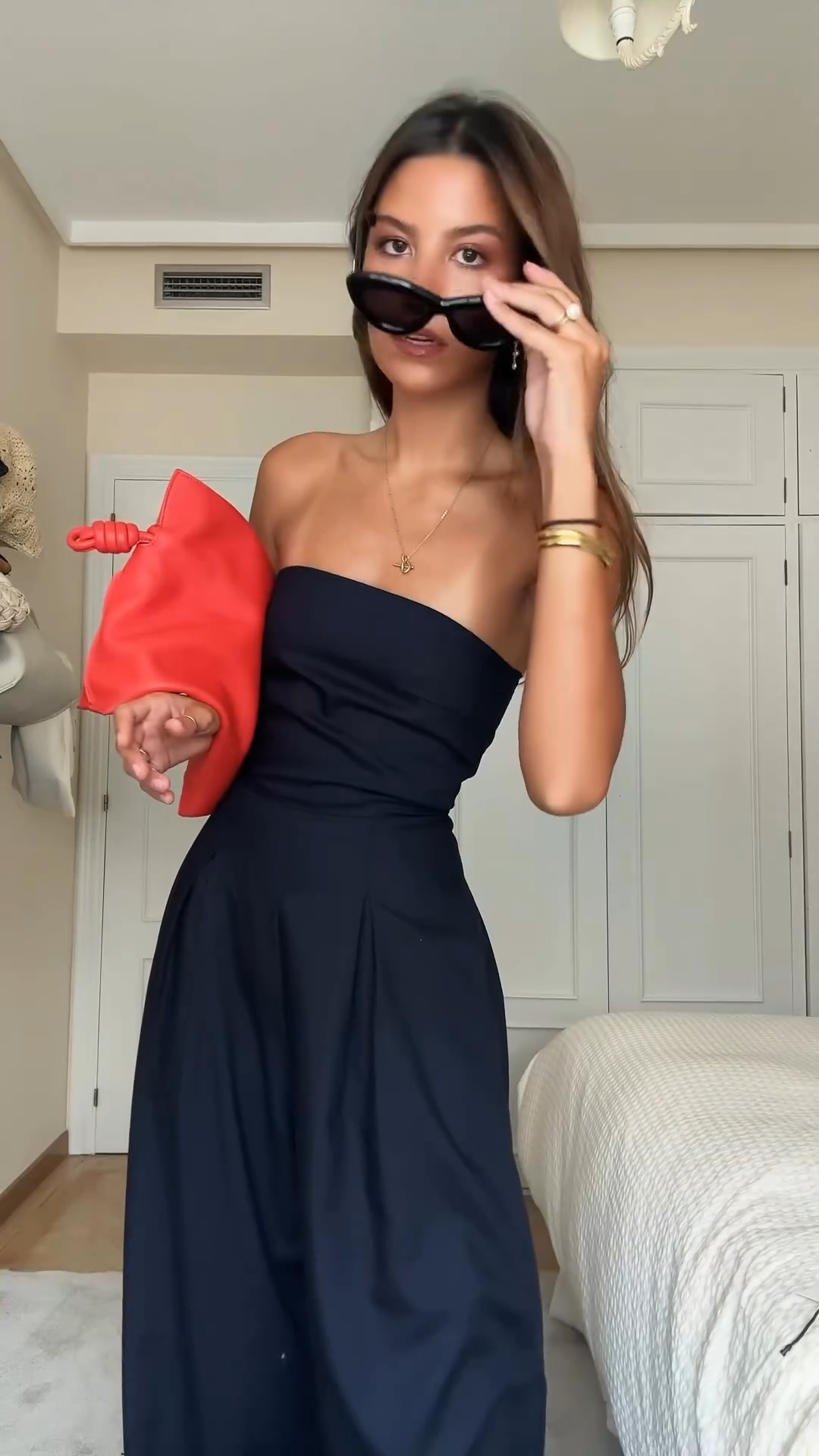 Women's Strapless Wide Leg Jumpsuit Knit Autumn Evening Dress