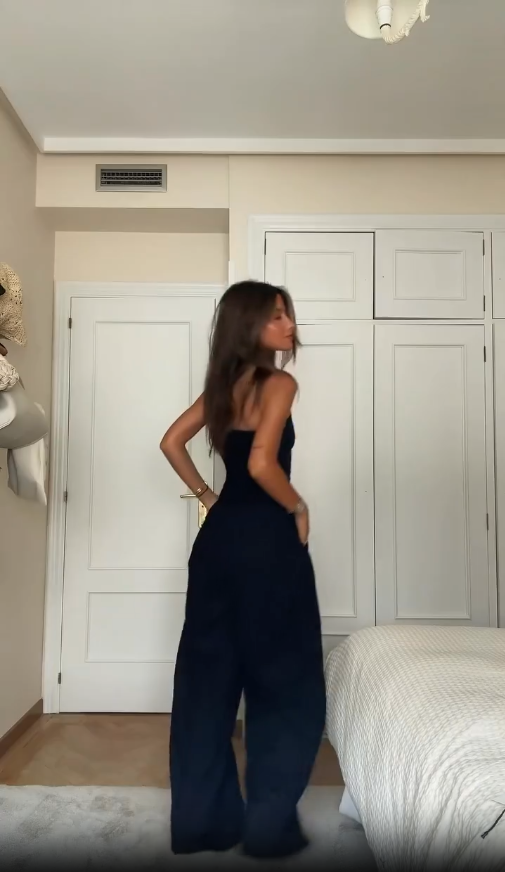 Women's Strapless Wide Leg Jumpsuit Knit Autumn Evening Dress