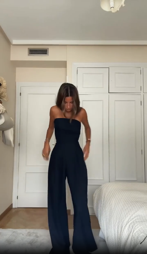 Women's Strapless Wide Leg Jumpsuit Knit Autumn Evening Dress