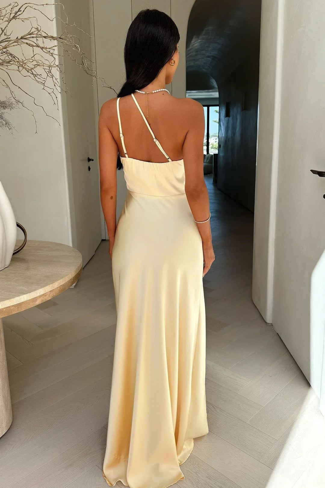 Women Fall Asymmetrical Formal Dress with High Slit Silhouette