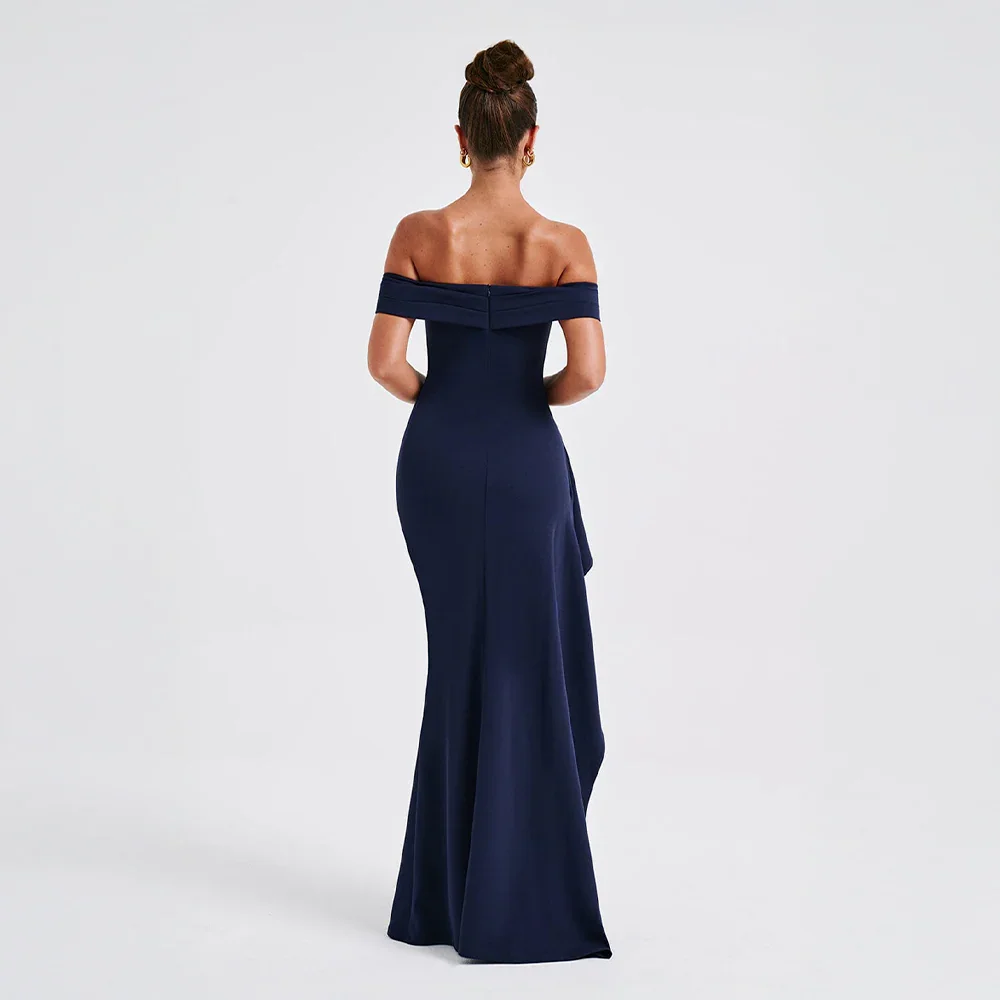 Off-Shoulder Maxi Dress for Women Fall Evening Dress with Elegant Side Slit Design