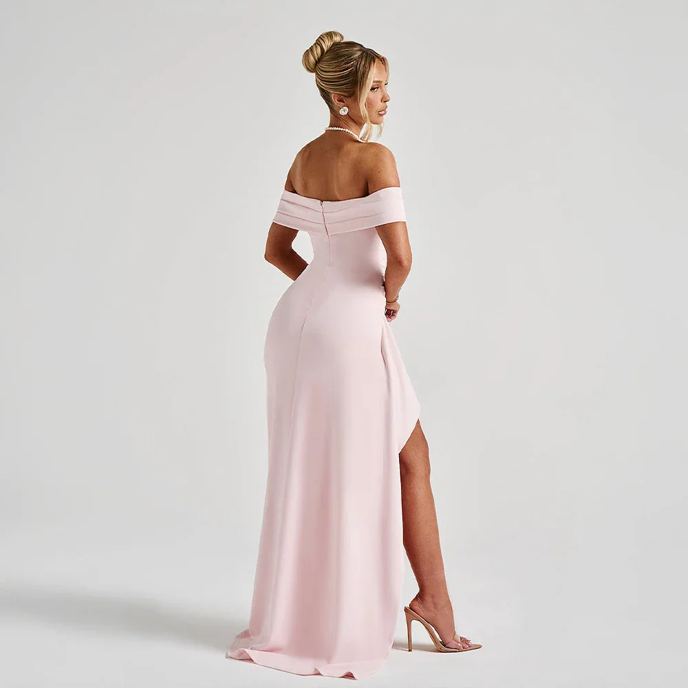 Off-Shoulder Maxi Dress for Women Fall Evening Dress with Elegant Side Slit Design