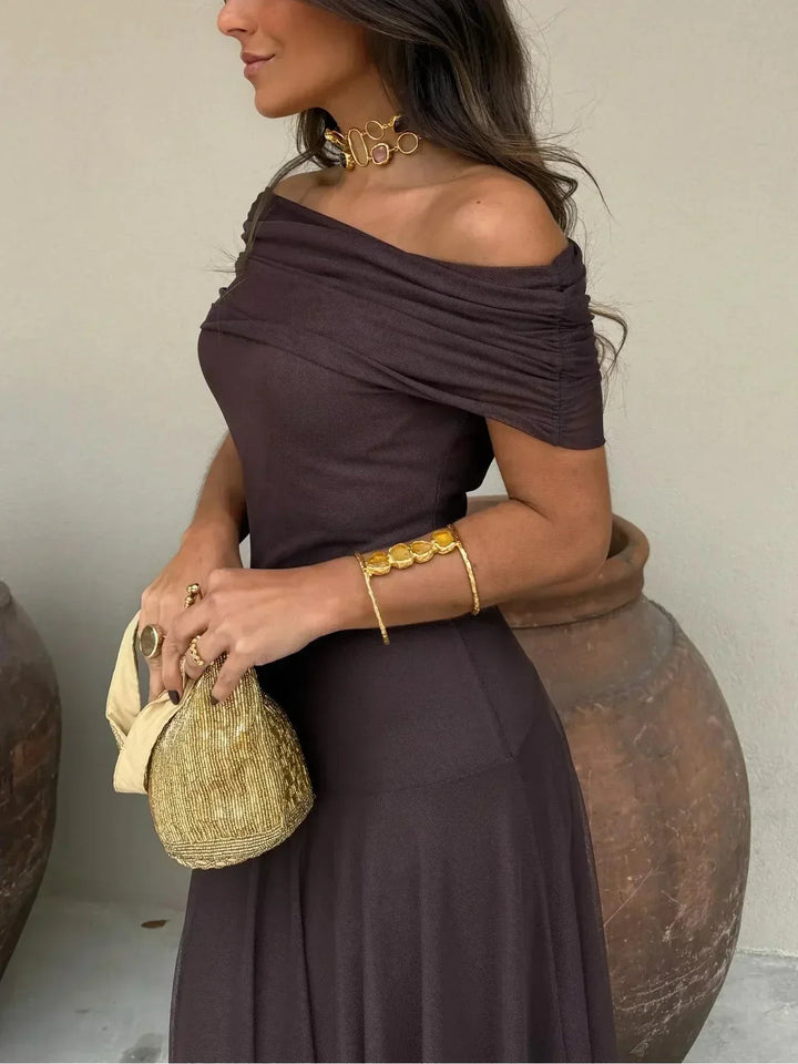 Maxi Dress for Women Fall Off-the-Shoulder Evening Dress for Special Occasions