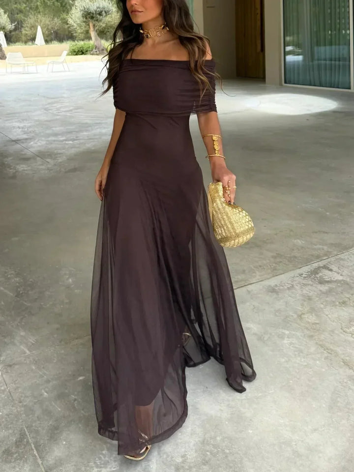 Maxi Dress for Women Fall Off-the-Shoulder Evening Dress for Special Occasions