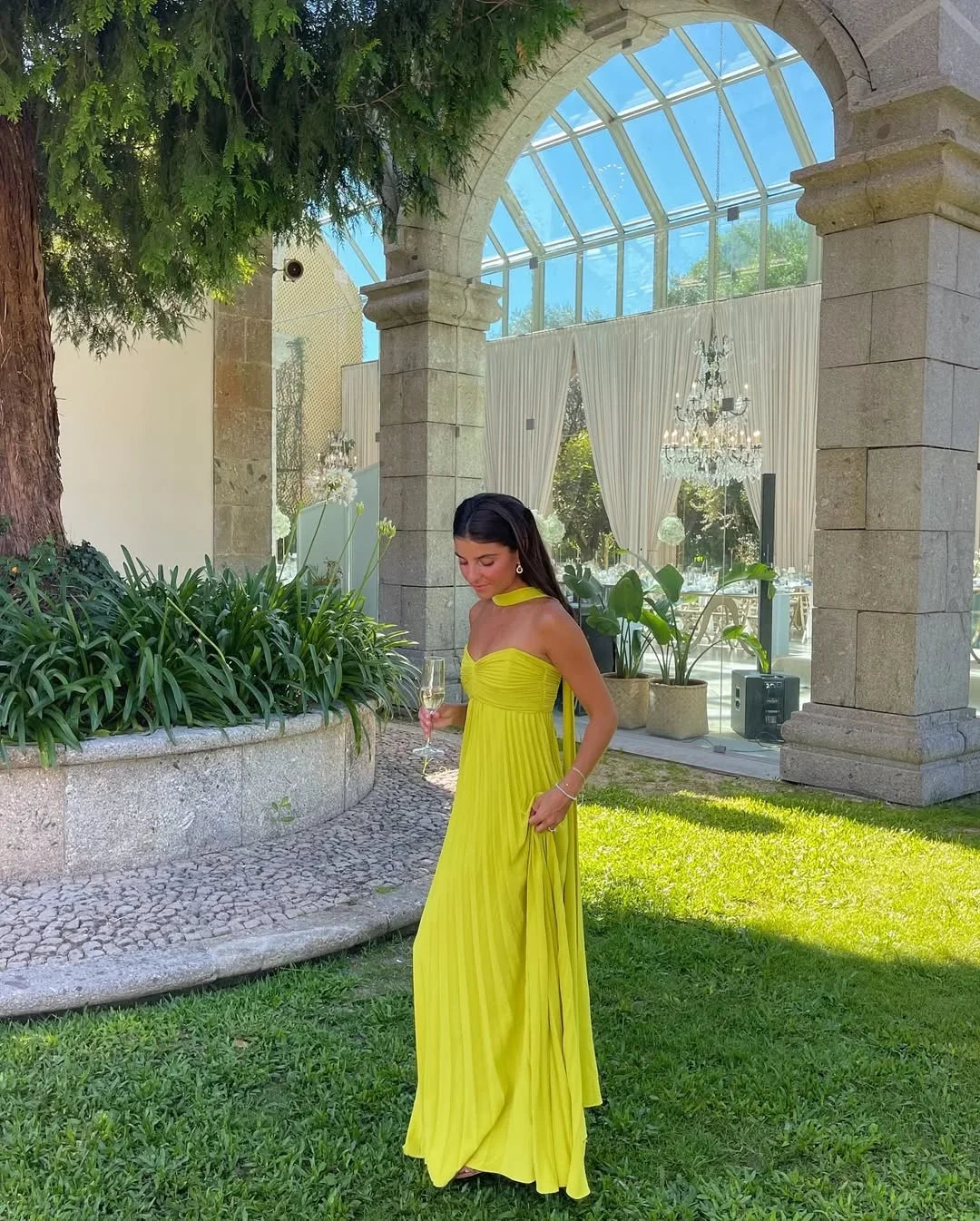 Pleated Strapless Maxi Dress for Women Fall Wedding Guest Dress for Special Occasions