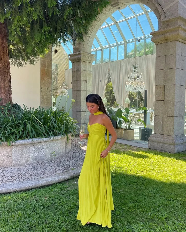 Pleated Strapless Maxi Dress for Women Fall Wedding Guest Dress for Special Occasions