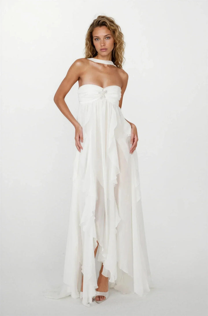 Maxi Dress for Women Fall Ruffle Detail Elegant Evening Dress for Special Occasions