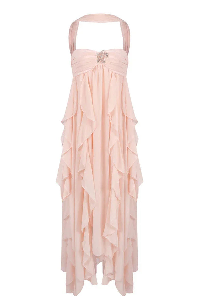 Maxi Dress for Women Fall Ruffle Detail Elegant Evening Dress for Special Occasions