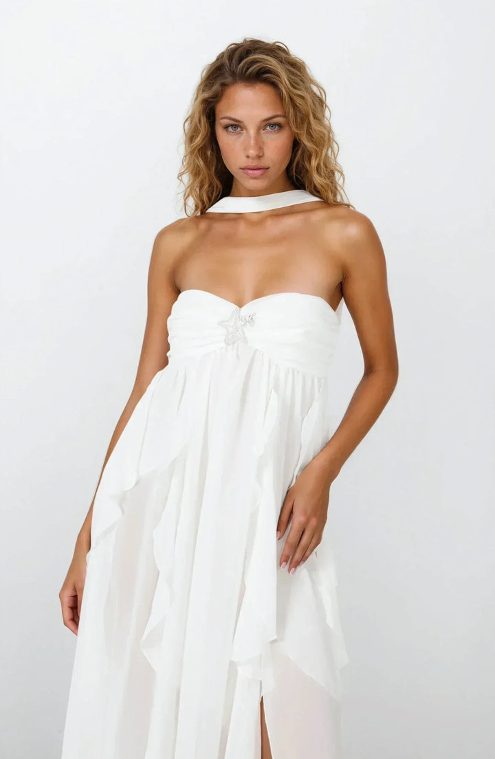 Maxi Dress for Women Fall Ruffle Detail Elegant Evening Dress for Special Occasions