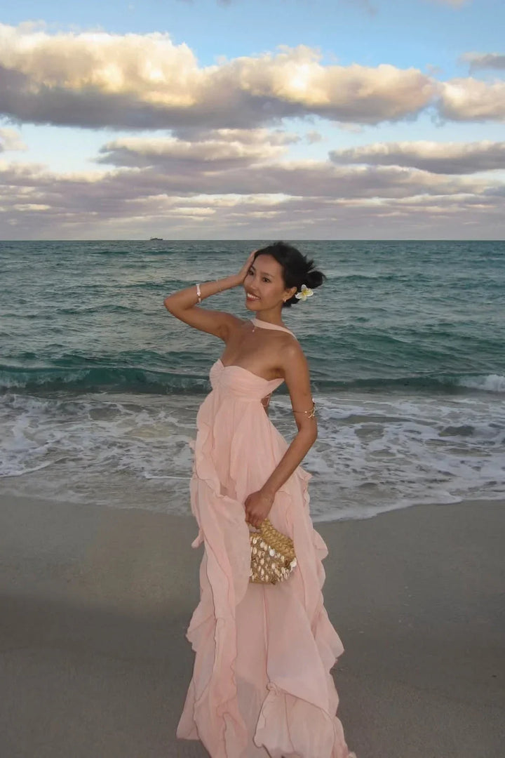 Maxi Dress for Women Fall Ruffle Detail Elegant Evening Dress for Special Occasions