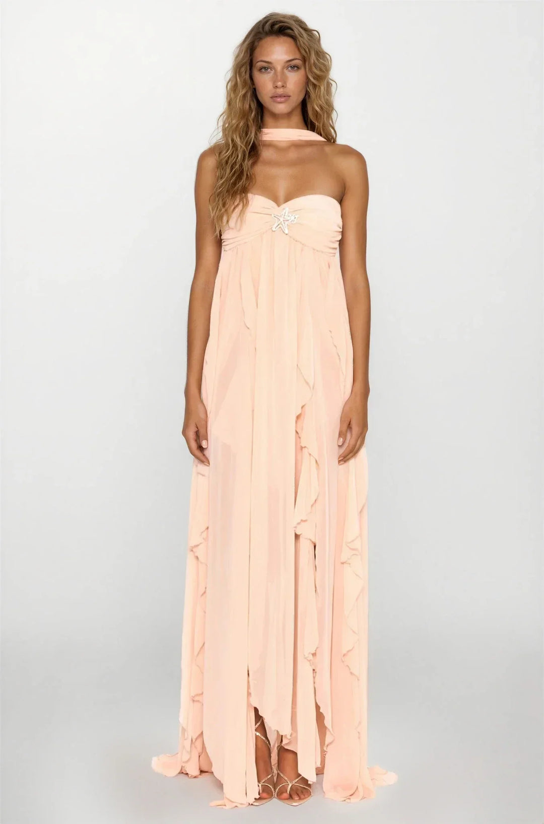 Maxi Dress for Women Fall Ruffle Detail Elegant Evening Dress for Special Occasions