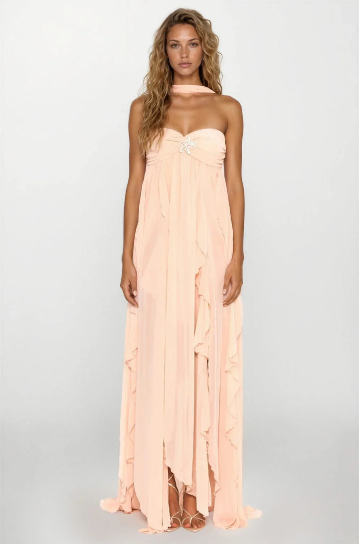 Maxi Dress for Women Fall Ruffle Detail Elegant Evening Dress for Special Occasions