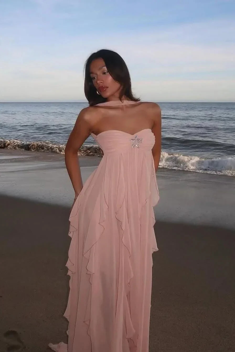 Maxi Dress for Women Fall Ruffle Detail Elegant Evening Dress for Special Occasions