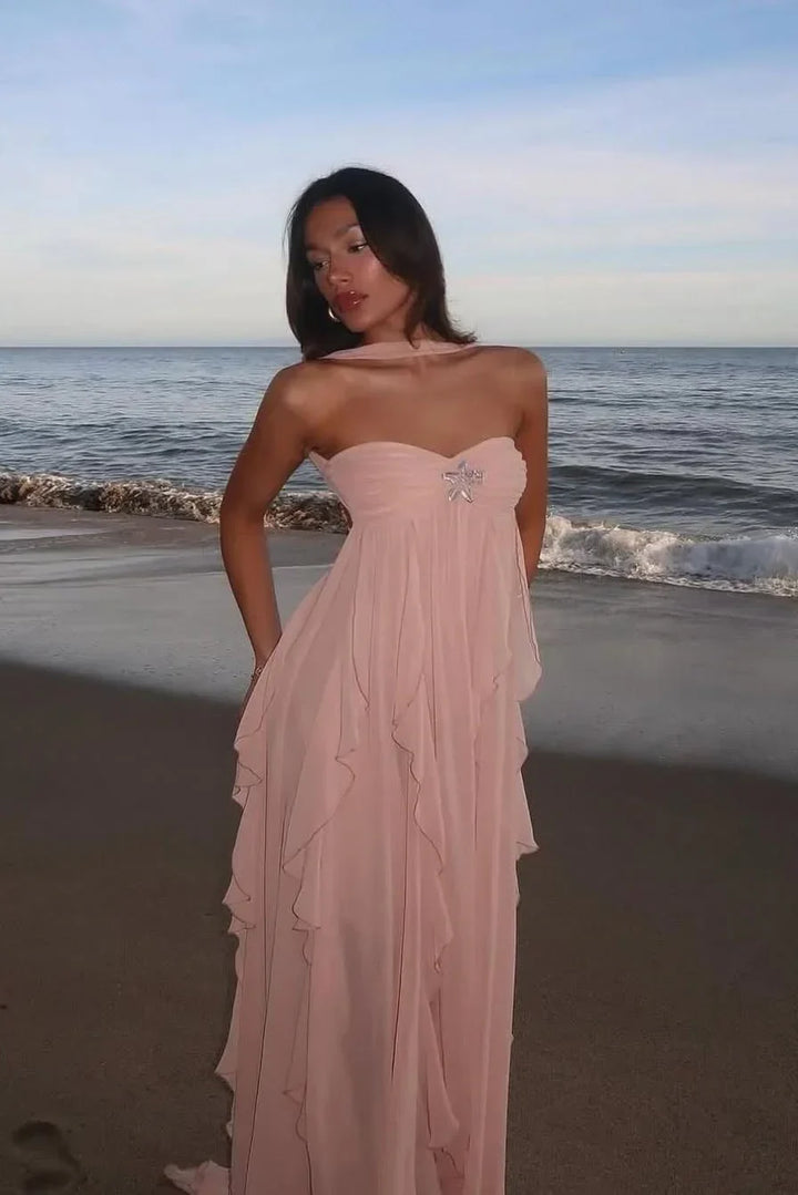 Maxi Dress for Women Fall Ruffle Detail Elegant Evening Dress for Special Occasions