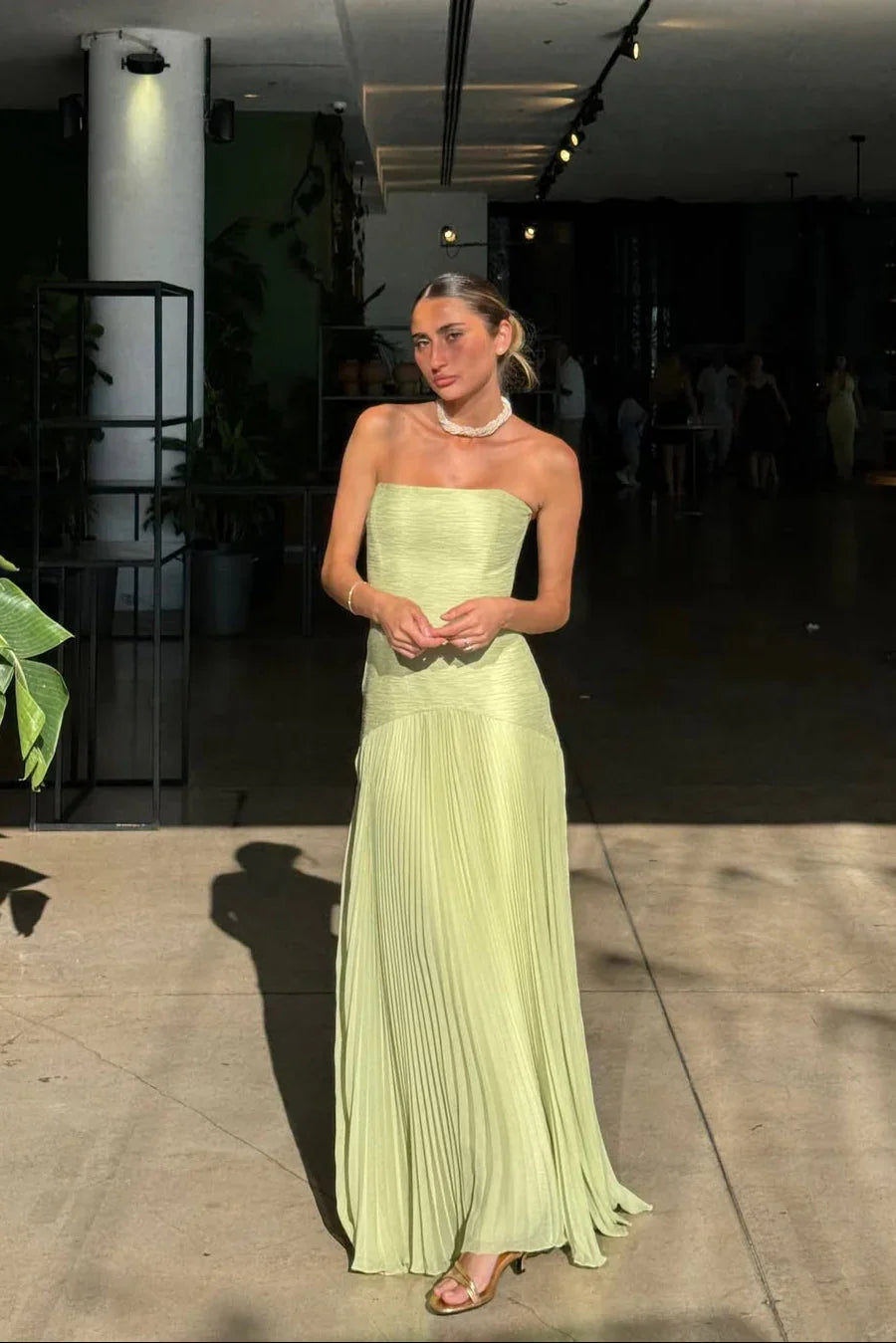 Floral Pleated Maxi Dress for Women Fall Wedding Guest Dress for Special Occasions