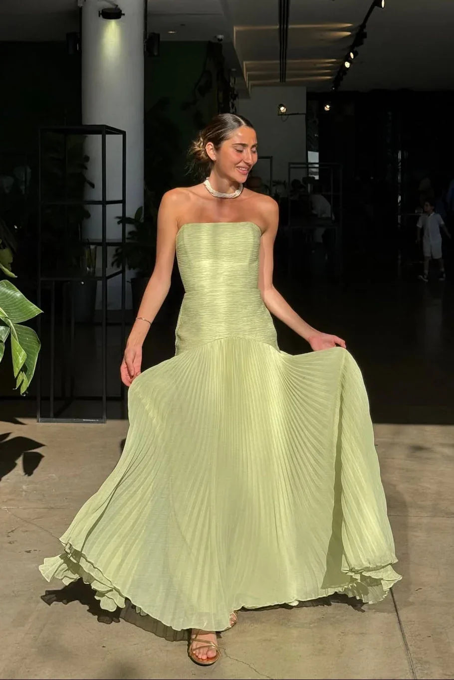 Floral Pleated Maxi Dress for Women Fall Wedding Guest Dress for Special Occasions