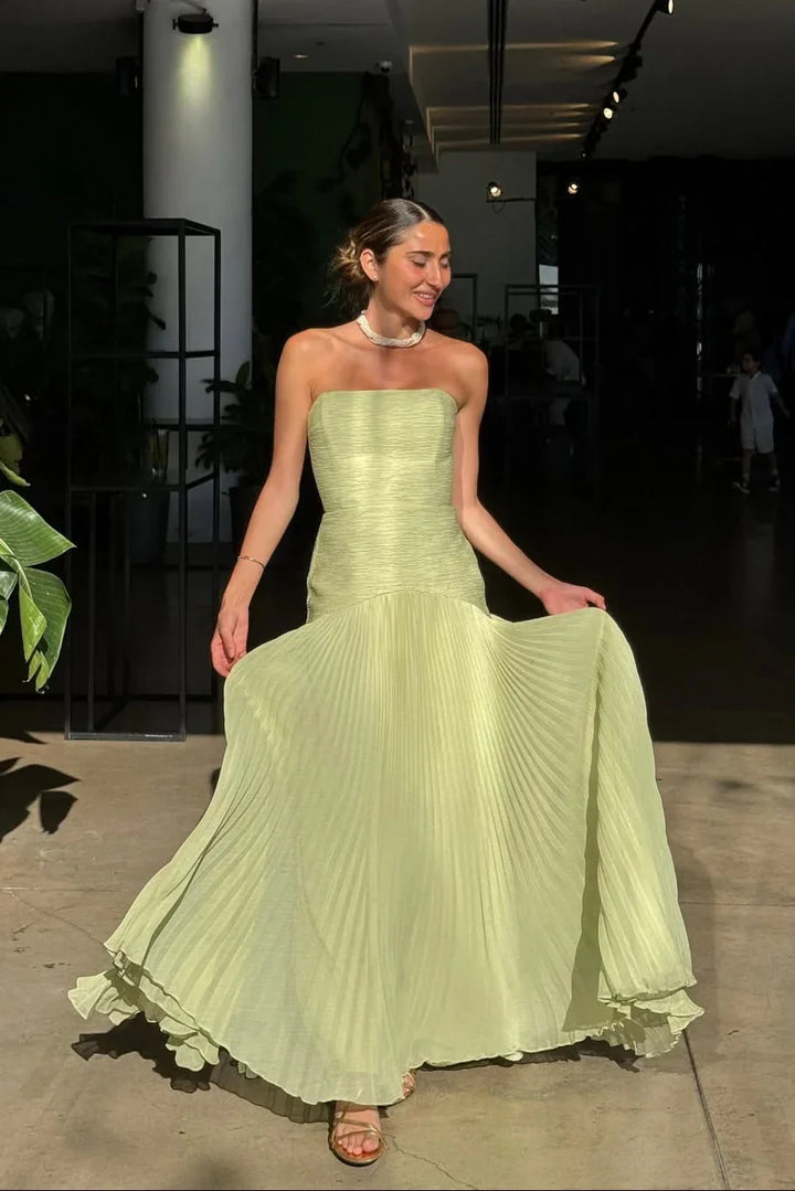 Floral Pleated Maxi Dress for Women Fall Wedding Guest Dress for Special Occasions