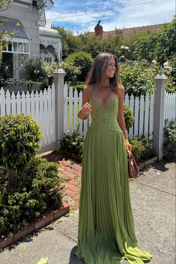 Maxi Dress for Women Fall Pleated Corset Dress for Weddings and Special Occasions