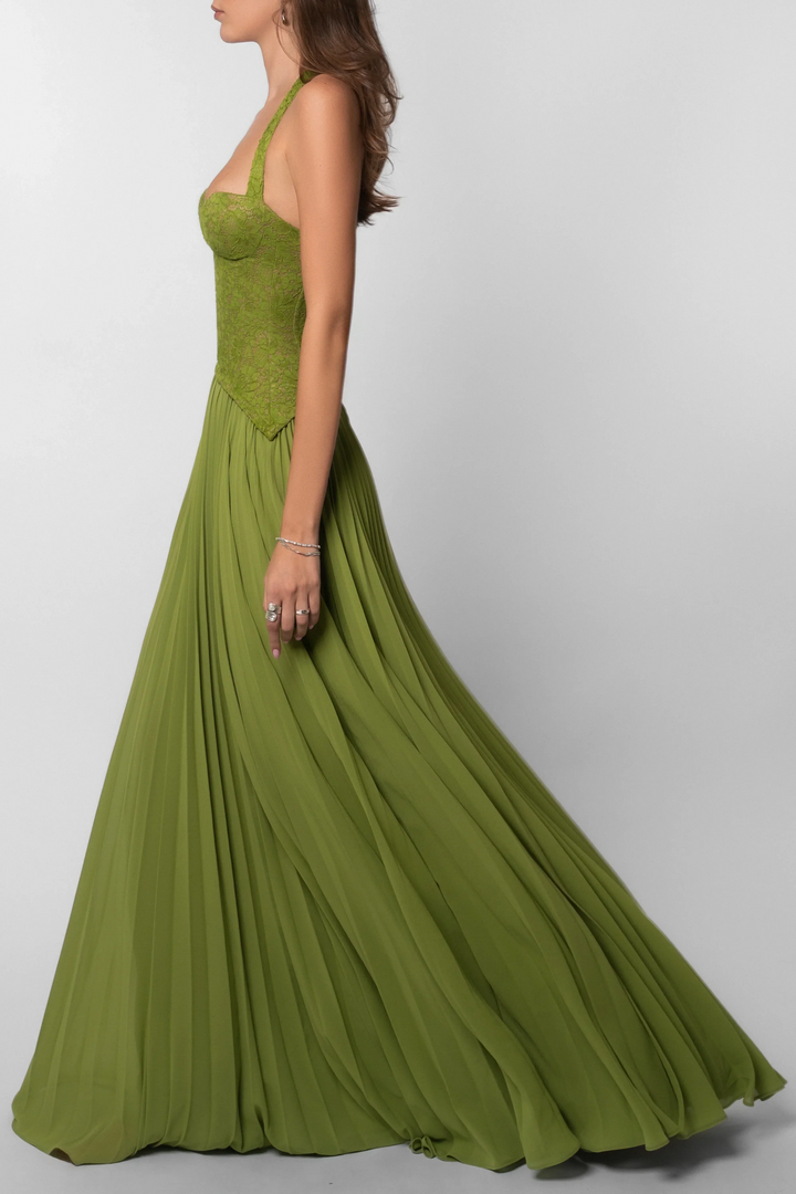 Maxi Dress for Women Fall Pleated Corset Dress for Weddings and Special Occasions