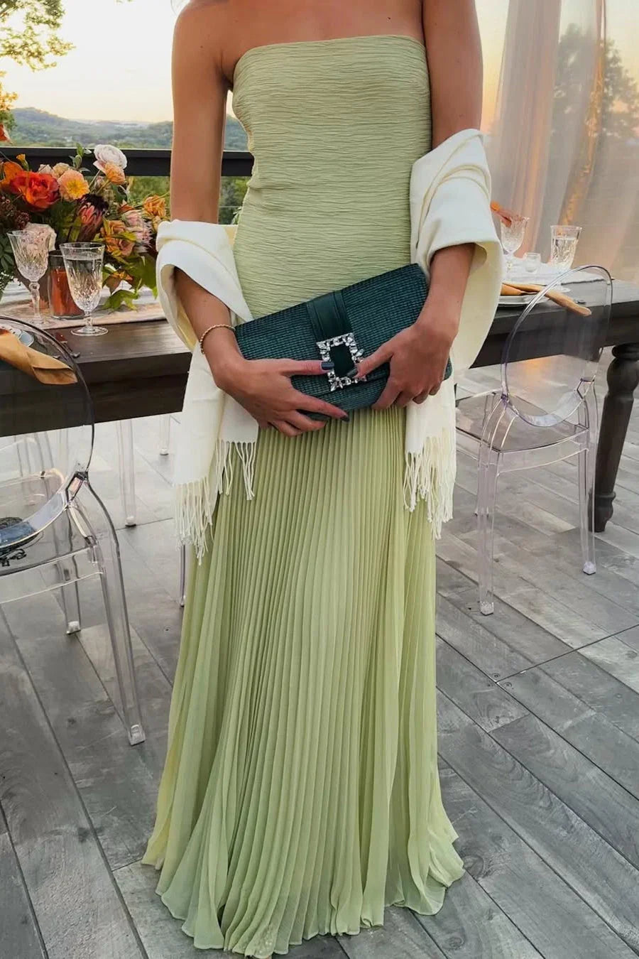 Floral Pleated Maxi Dress for Women Fall Wedding Guest Dress for Special Occasions