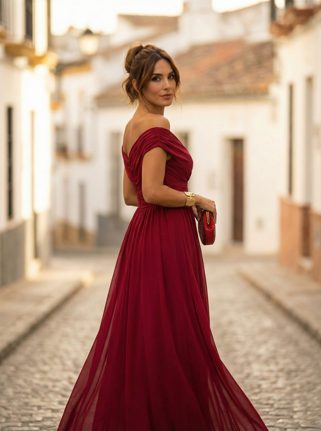 Women's Long Off-Shoulder Evening Dress Elegant Autumn Formal Occasion