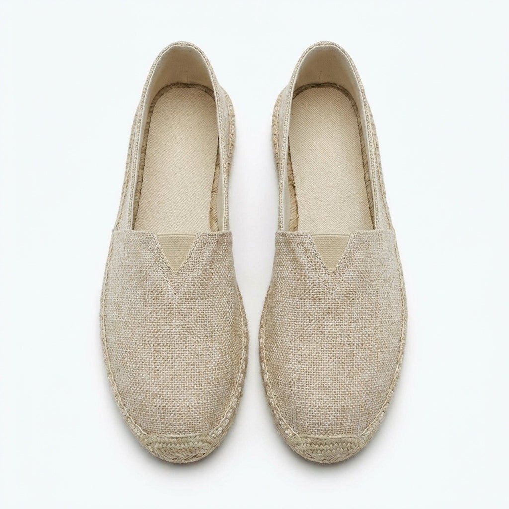 Men's Slip-On Linen Espadrilles with Jute Sole