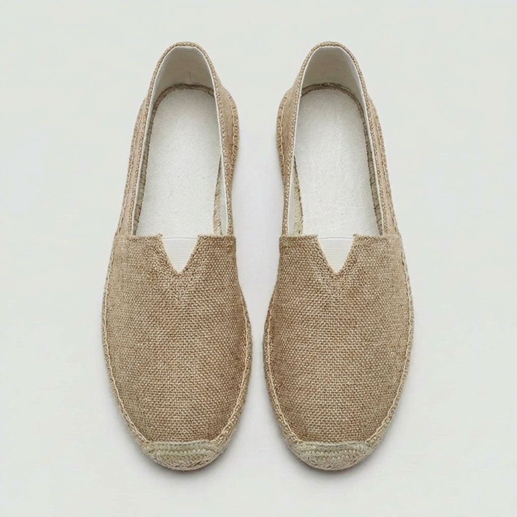Men's Slip-On Linen Espadrilles with Jute Sole