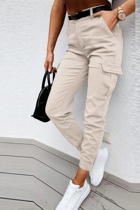 Women's Cotton Cargo Pants Relaxed Fit Casual Utility Trousers for Autumn Wear