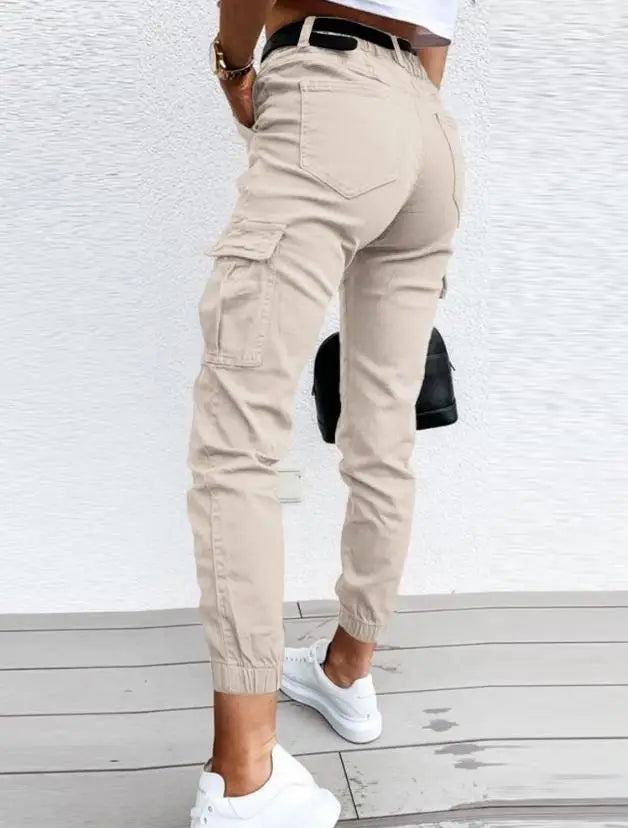 Women's Cotton Cargo Pants Relaxed Fit Casual Utility Trousers for Autumn Wear