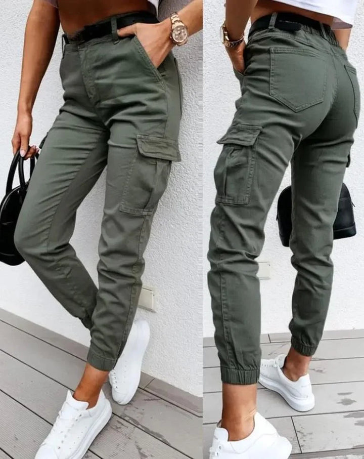 Women's Cotton Cargo Pants Relaxed Fit Casual Utility Trousers for Autumn Wear