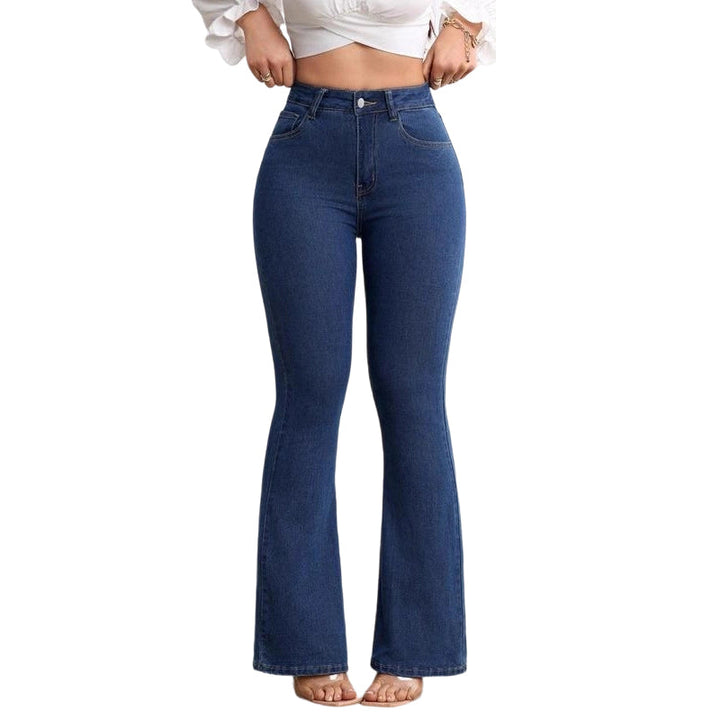 Women's Cotton Denim Flared High-Waisted Jeans Autumn Bootcut Trousers
