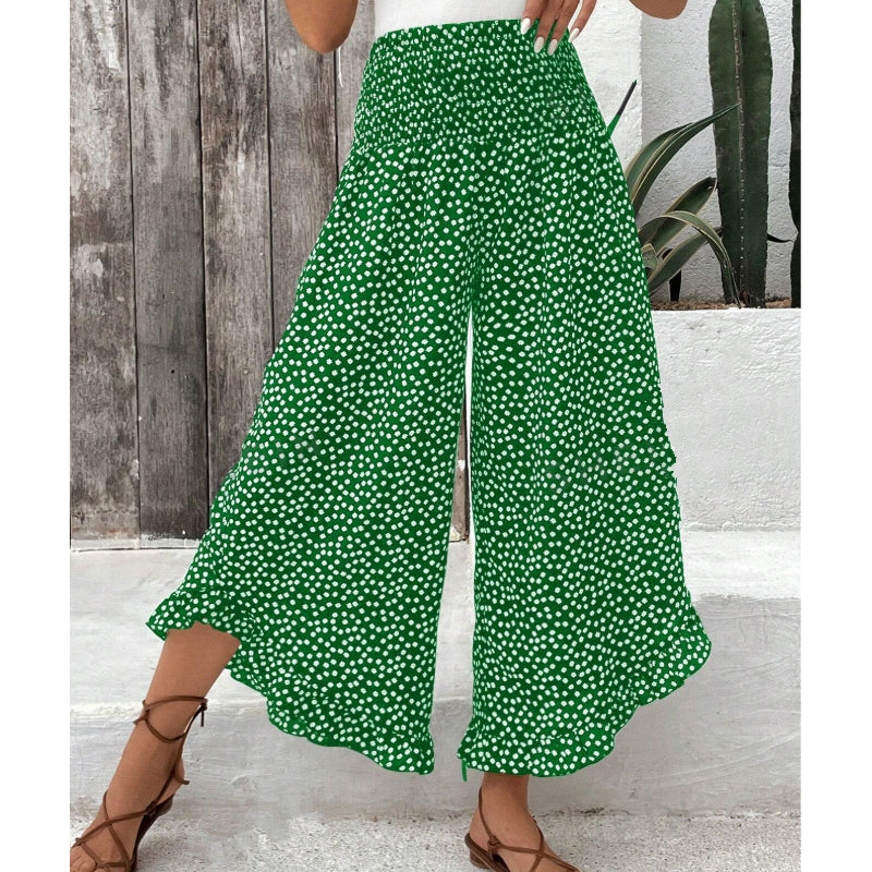 Women's Cotton Flowing High-Waisted Wide Leg Pants Autumn Trousers