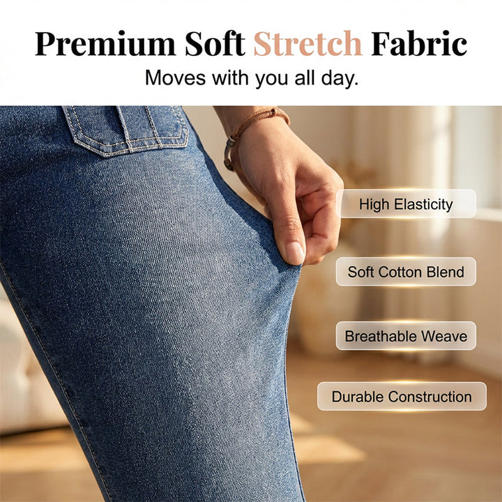 Women's Cotton Denim Capri Pants Autumn Slim Fit Cropped Jeans