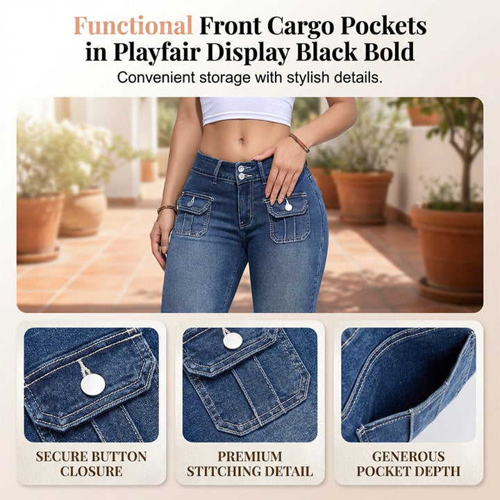 Women's Cotton Denim Capri Pants Autumn Slim Fit Cropped Jeans