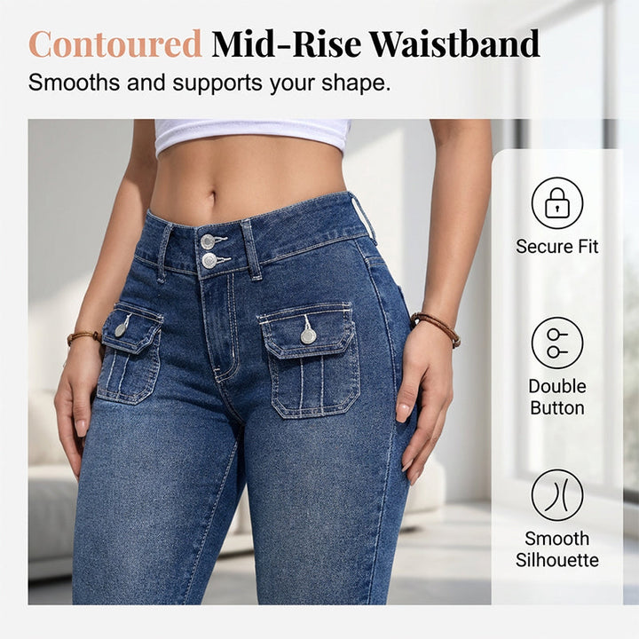Women's Cotton Denim Capri Pants Autumn Slim Fit Cropped Jeans